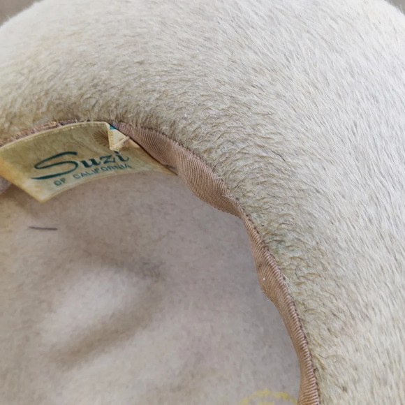 Vintage Derby Hat / Tan w/ Brown & Cream Band - Picture 8 of 9